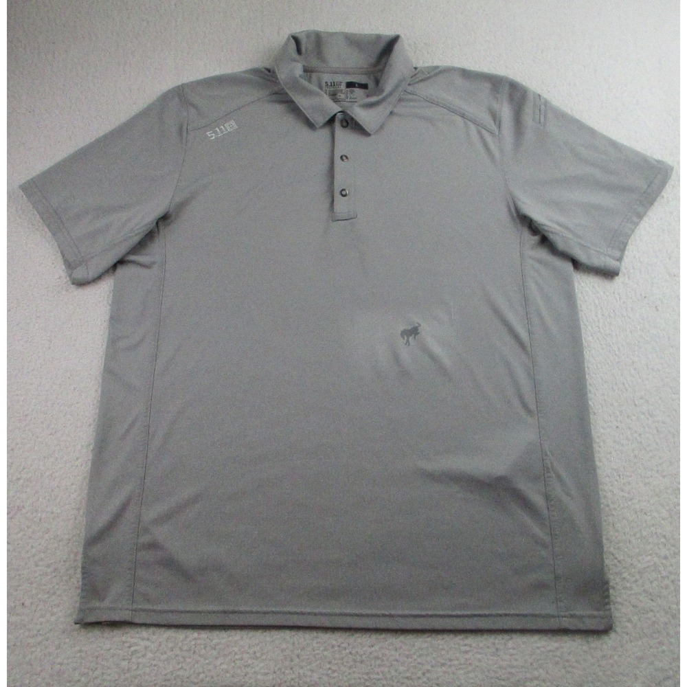 5.11 Tactical Polo Shirt Mens Large Gray Performance Polyester Button Snap Logo